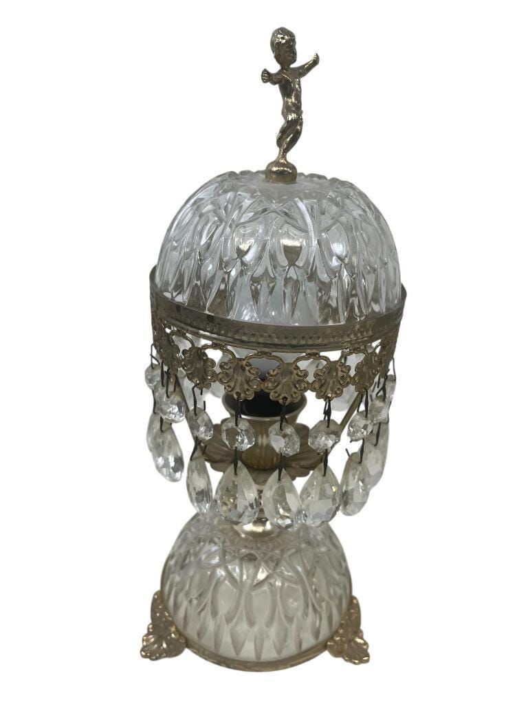 Set of 2 vintage crystal table lamps / mini lamps