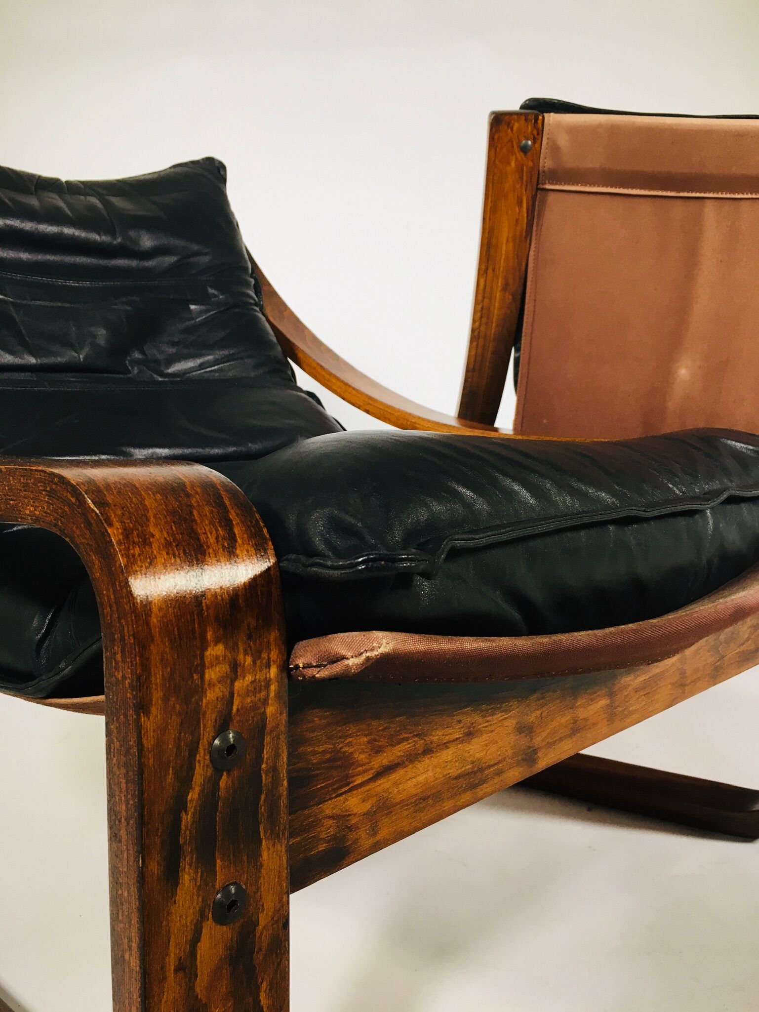 Pair of vintage leather armchairs, Sweden 1960's