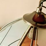 Vintage Hollywood Regency style metal and sandblasted glass chandelier