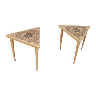 Belle paire de tables de chevets en marqueterie ancien