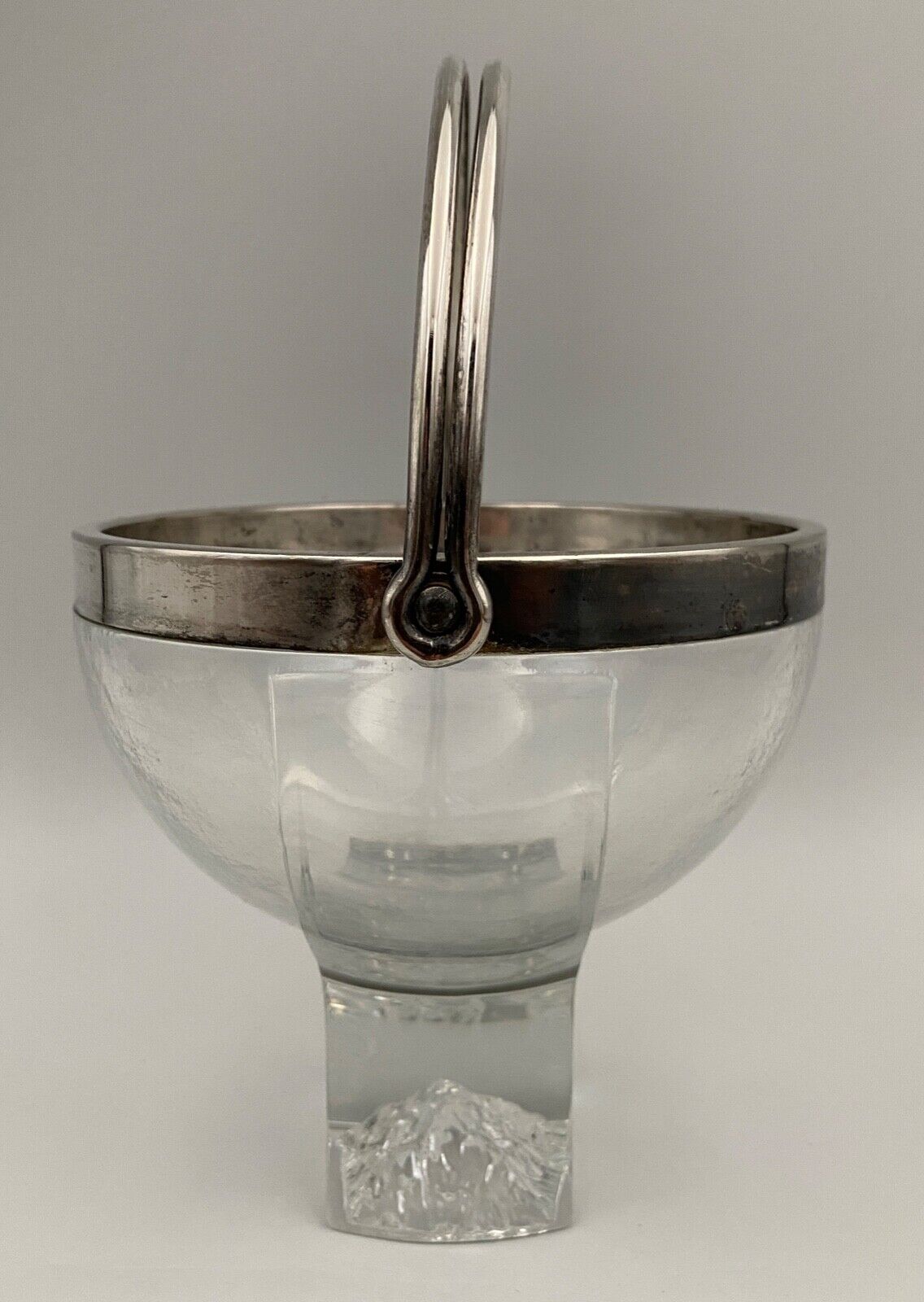 Ice bucket silver metal crystal block 1970