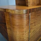 1930s Art Deco nightstands in walnut finish, Czechoslovakia