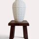 Vase en céramique blanche émaillée de style mid-century par Bay Keramik, Allemagne de l'Ouest, années 1950.
