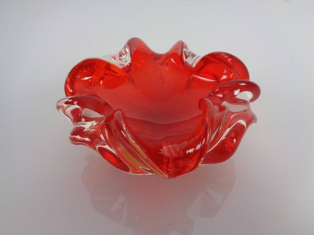 Vintage Italian Red Murano Glass Bowl, 1960s
