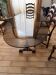 Large antique dining table in wrought iron and smoked glass,