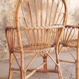 Three vintage rattan chairs