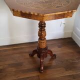 Marquetry pedestal table