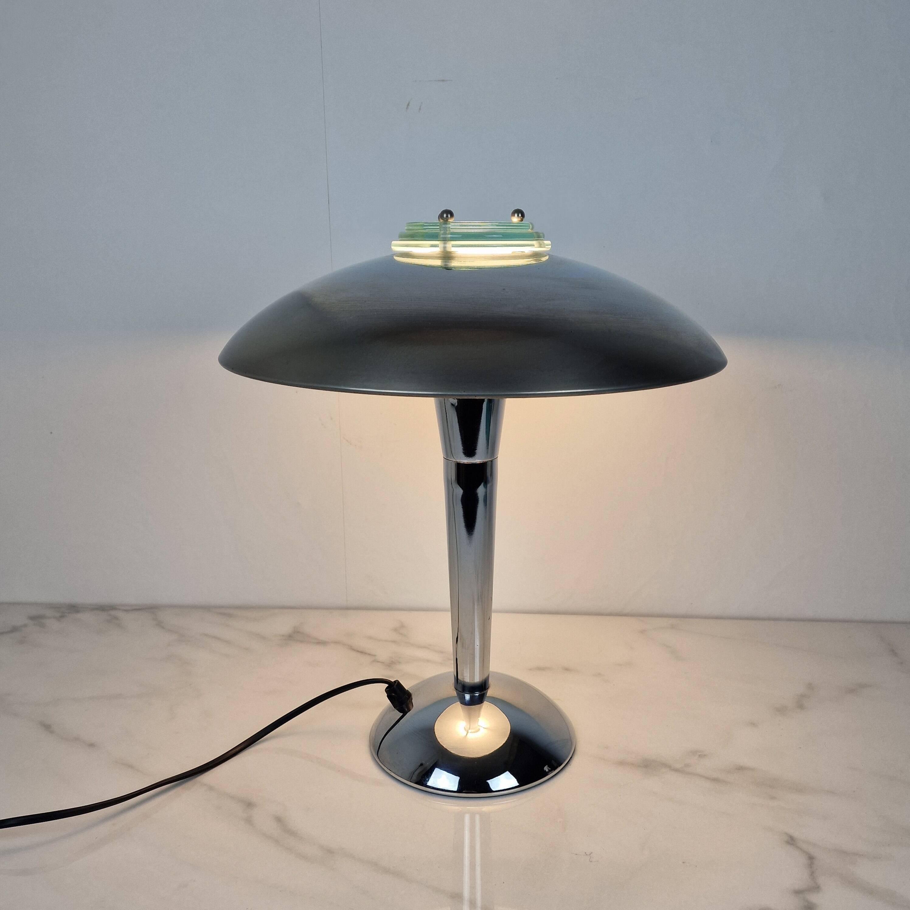 Vintage Chrome & Glass Table Lamp – Space Age Style