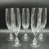 5 Champagne flutes in cut crystal from Lorraine LEMBERG model NORA