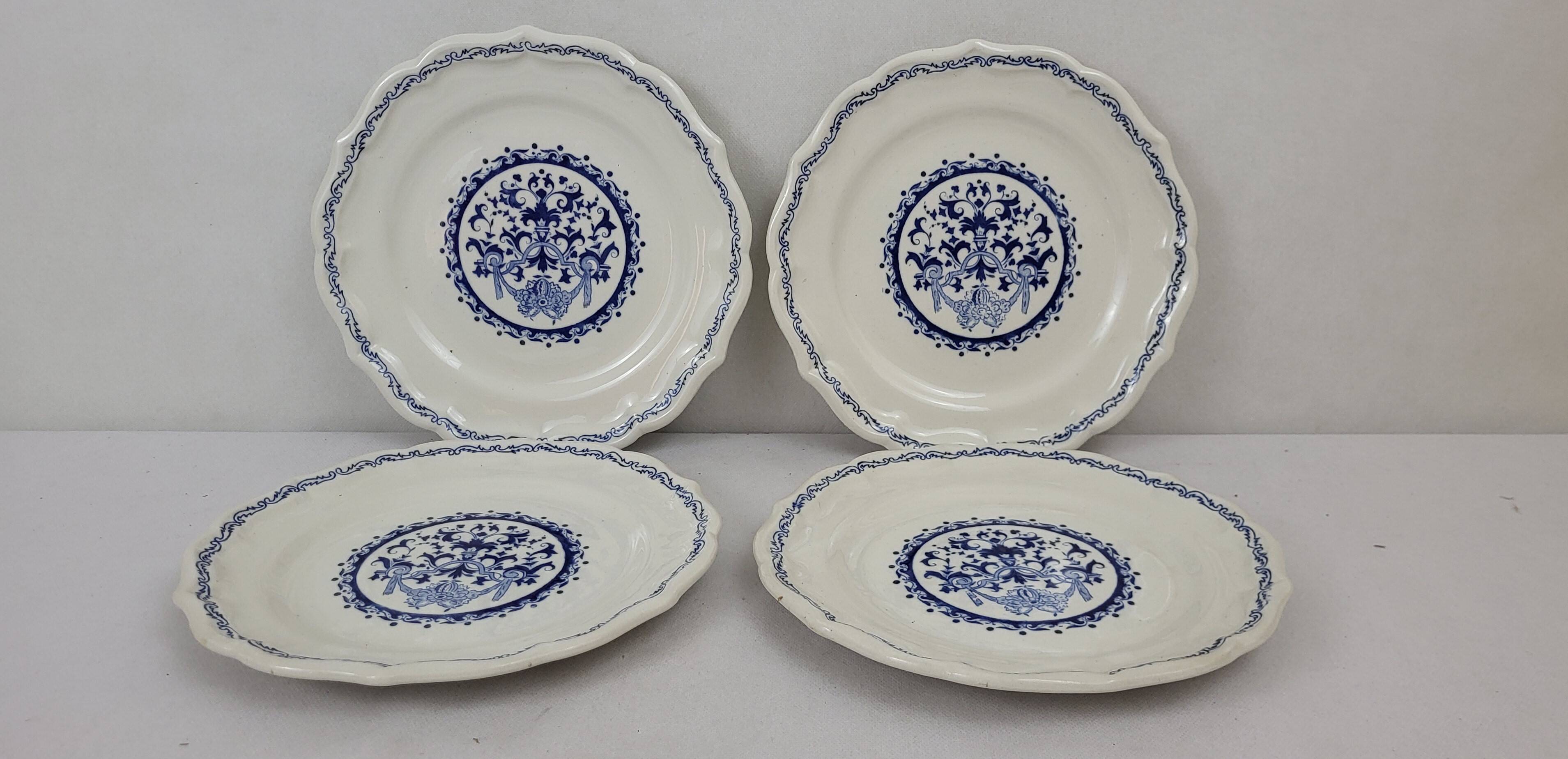 4 Gien earthenware dessert plates, Rouen model