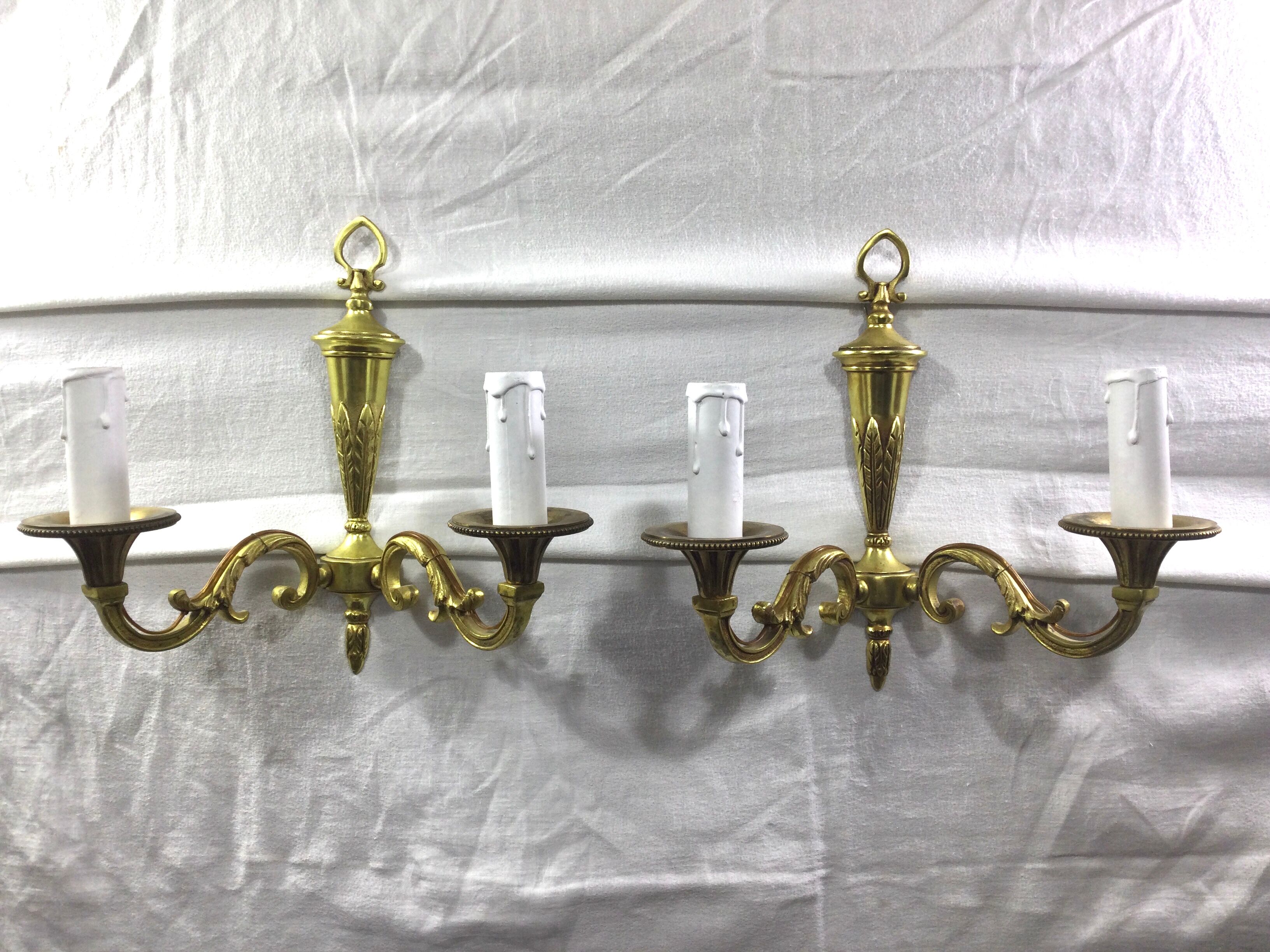 Pair of bronze wall lamps 2 lights