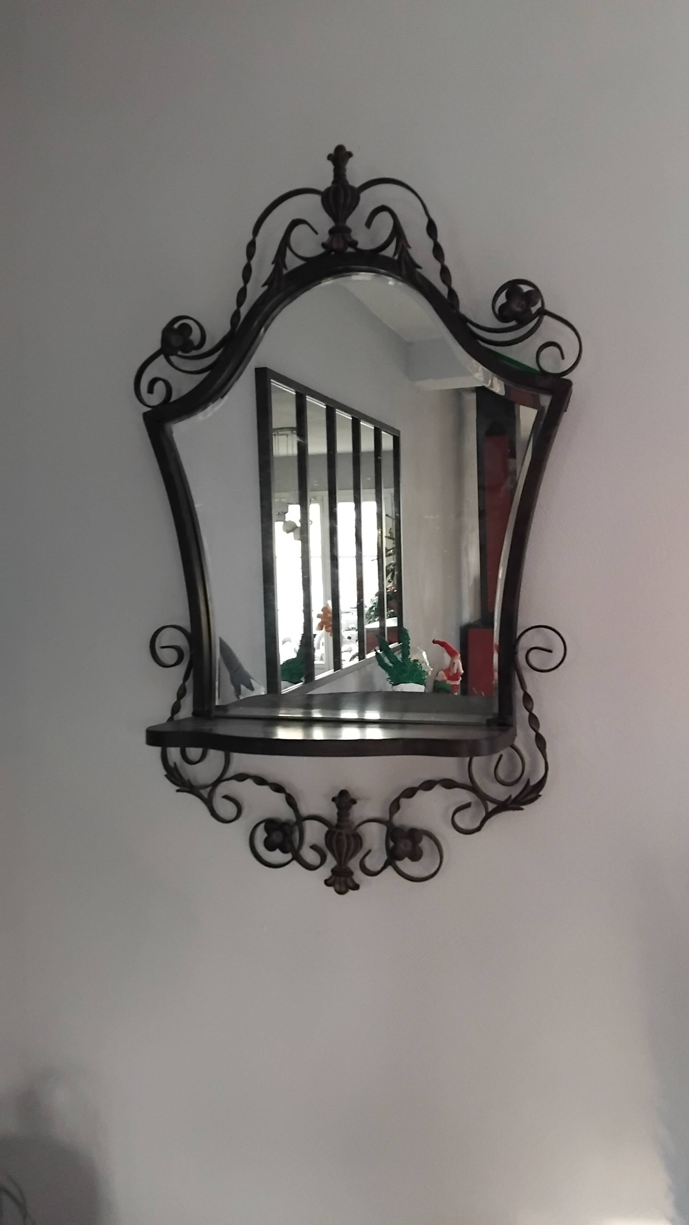 Vintage wrought iron entrance wall mirror