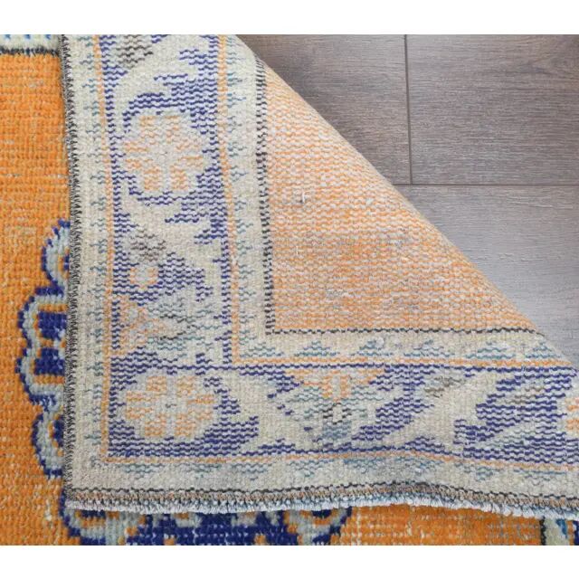 Vintage Turkish Oushak Handmade Wool Cotton Orange Runner 74x325