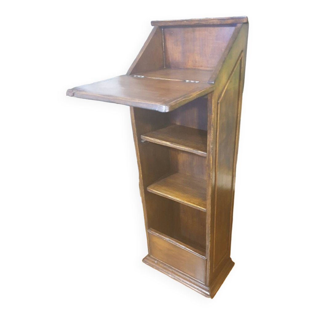 Petit Bureau Pupitre Inclinable En Bois Massif – Couleur Marron – Idéal Pour Enfant