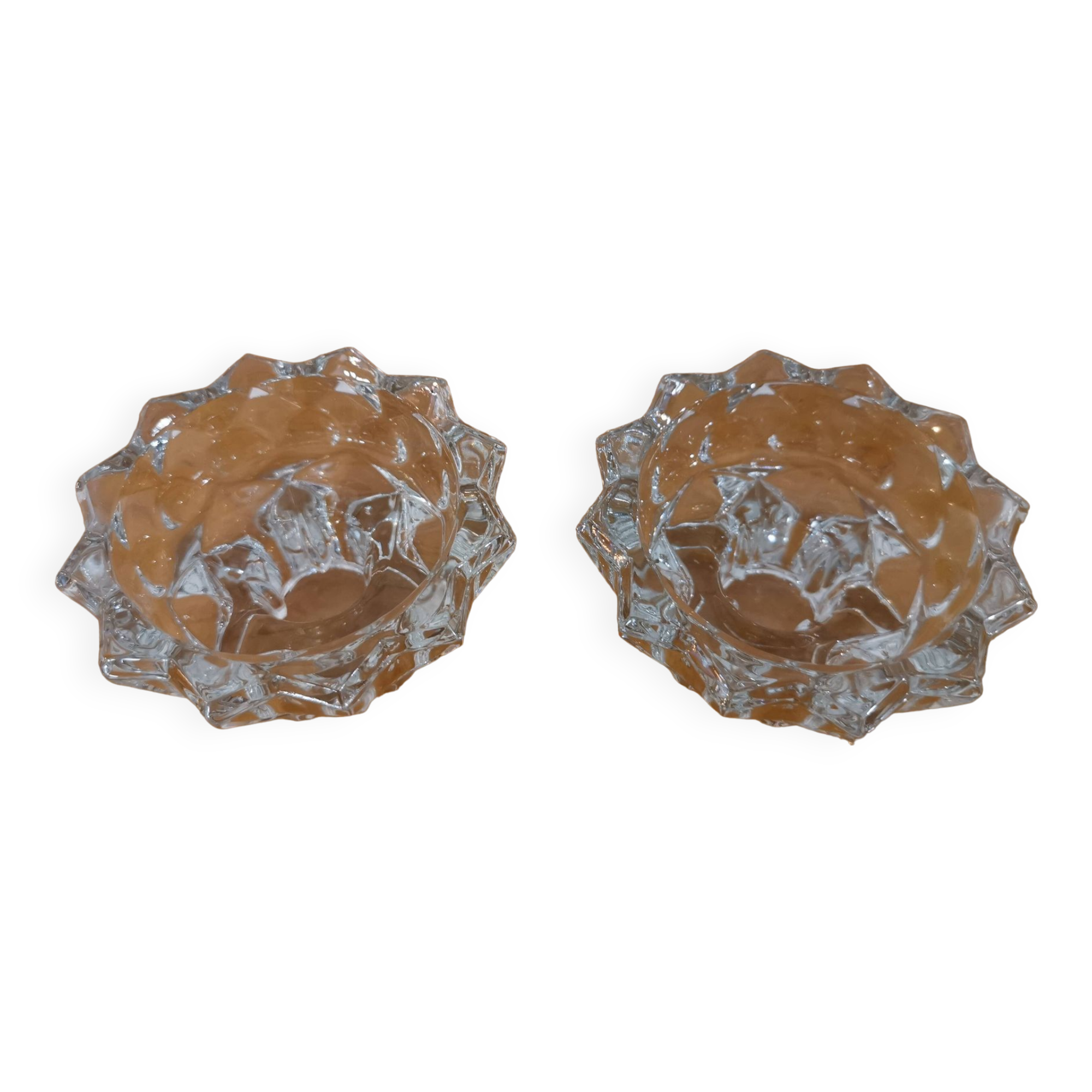 2 vintage crystal candle holders from Reims, France