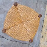 Pair of wooden and straw stools