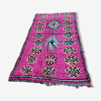 authentic moroccan carpet boucherouite fushia recycled cotton