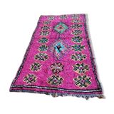 Moroccan Boucherouite fushia rug in recycled cotton 150x275cm