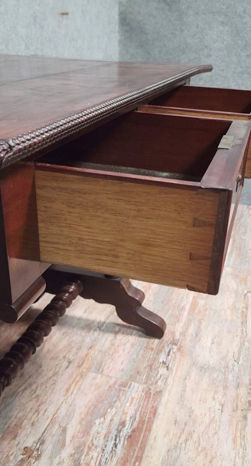 Napoleon III period winged desk table in mahogany