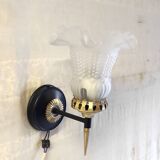 Art Deco wall light in brass with glass shade - mid 20th century.