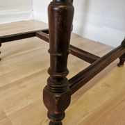 Antique 1930s Leather Dining Chair: Carved Wood Base, Metal Accents