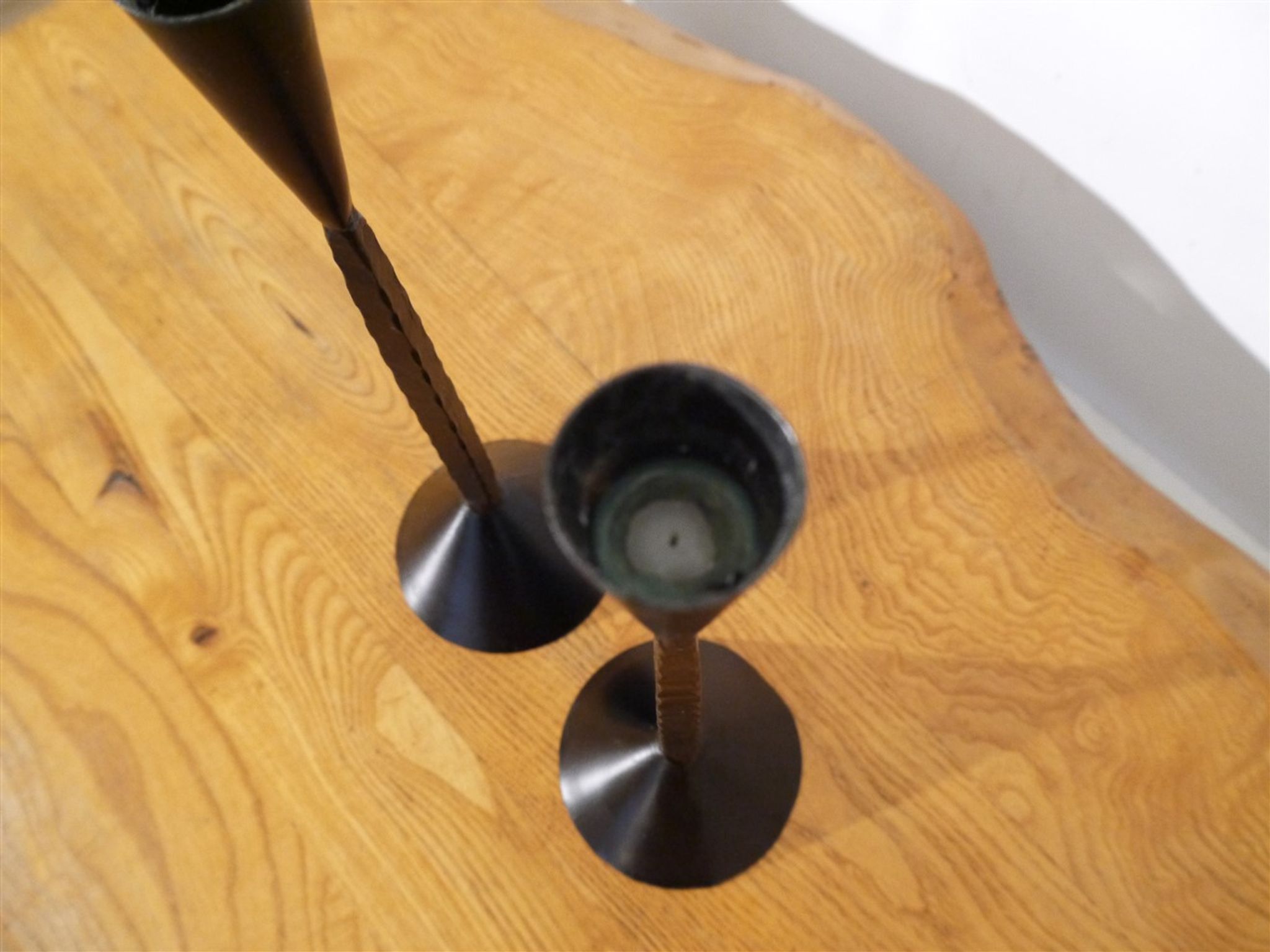 Pair of brutalist cast iron candlesticks 1950
