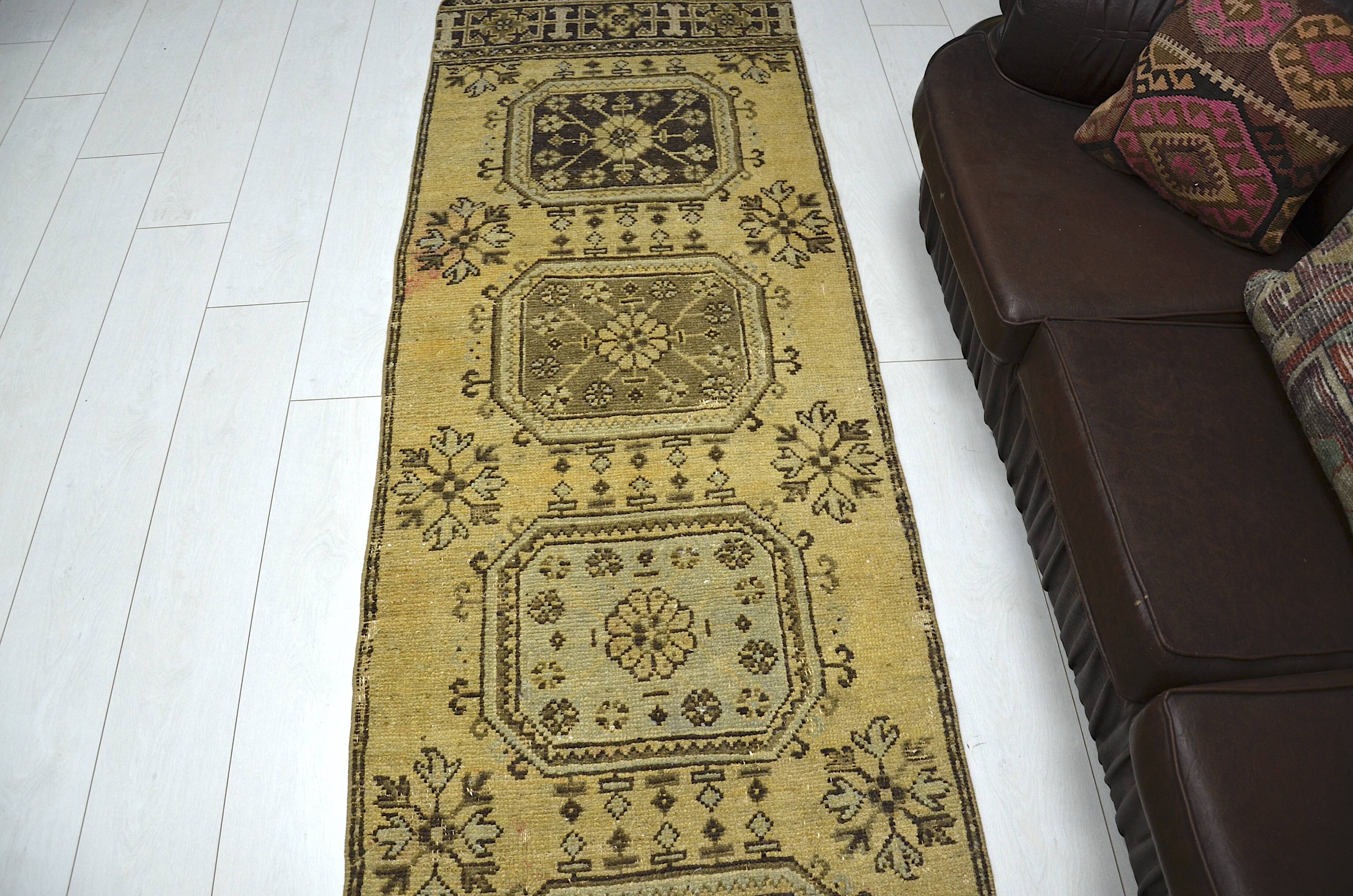 Yellow & Brown Turkish Wool Rug sku 2223