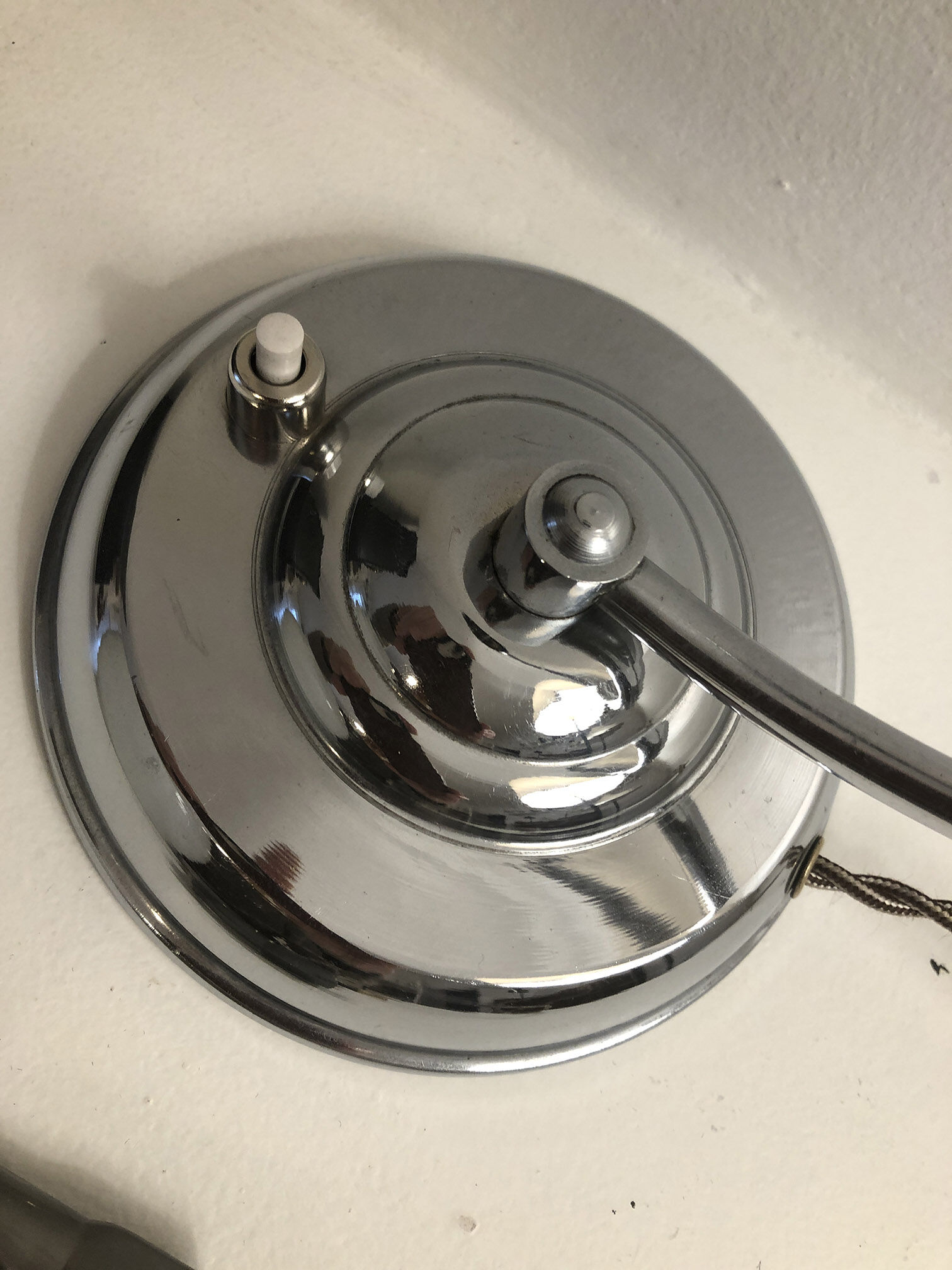 Antique articulated chrome lamp with opaline