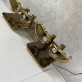 Paire d’appliques murales fleuries en bronze, années 1970