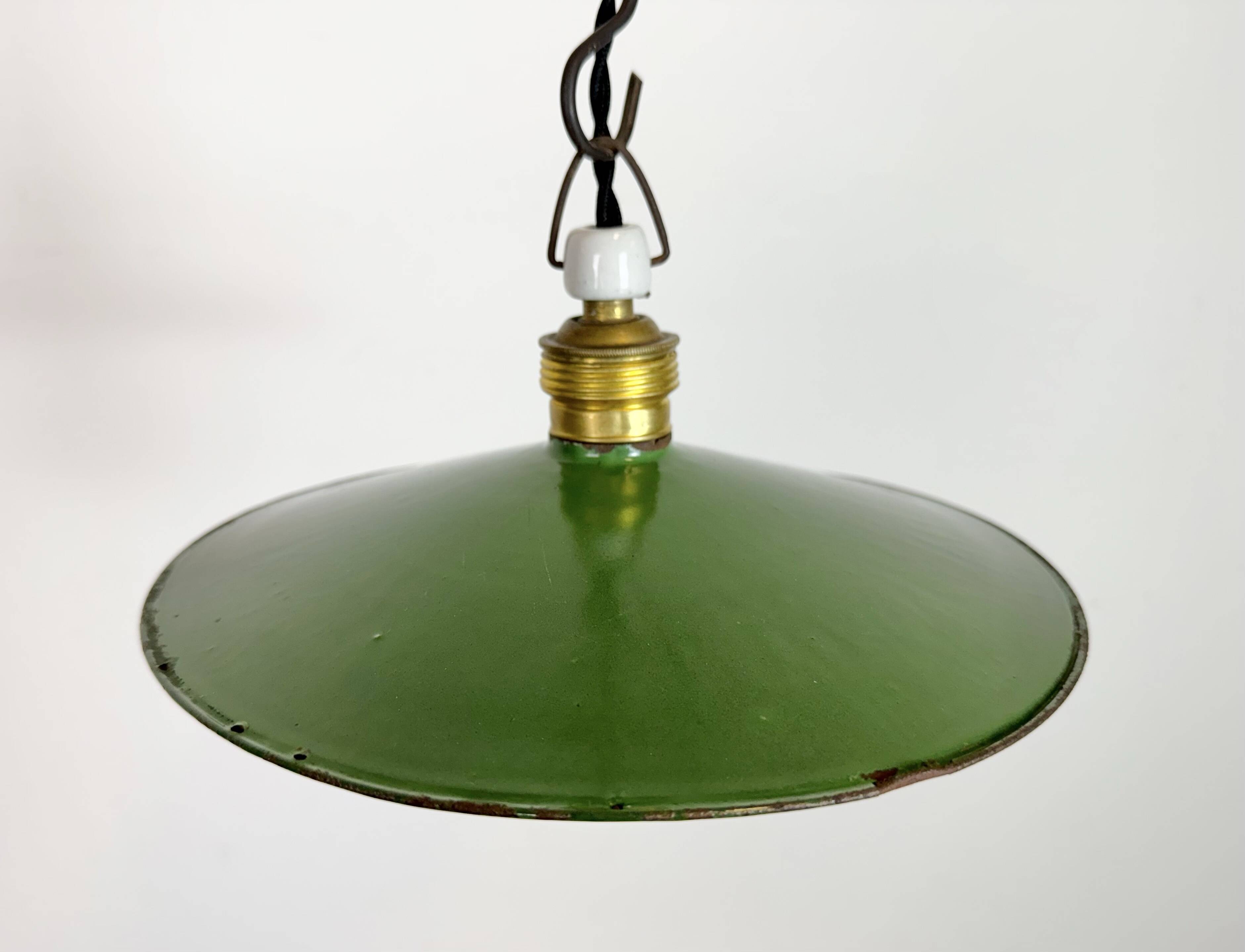 Industrial Green Enamel Light, 1930s