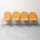 Set of 4 vintage Gastone Rinaldi chairs in chromed steel and yellow fabric, 1970s modernism