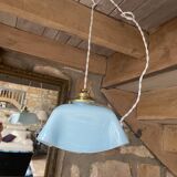Vintage opaline blue pendant lamp
