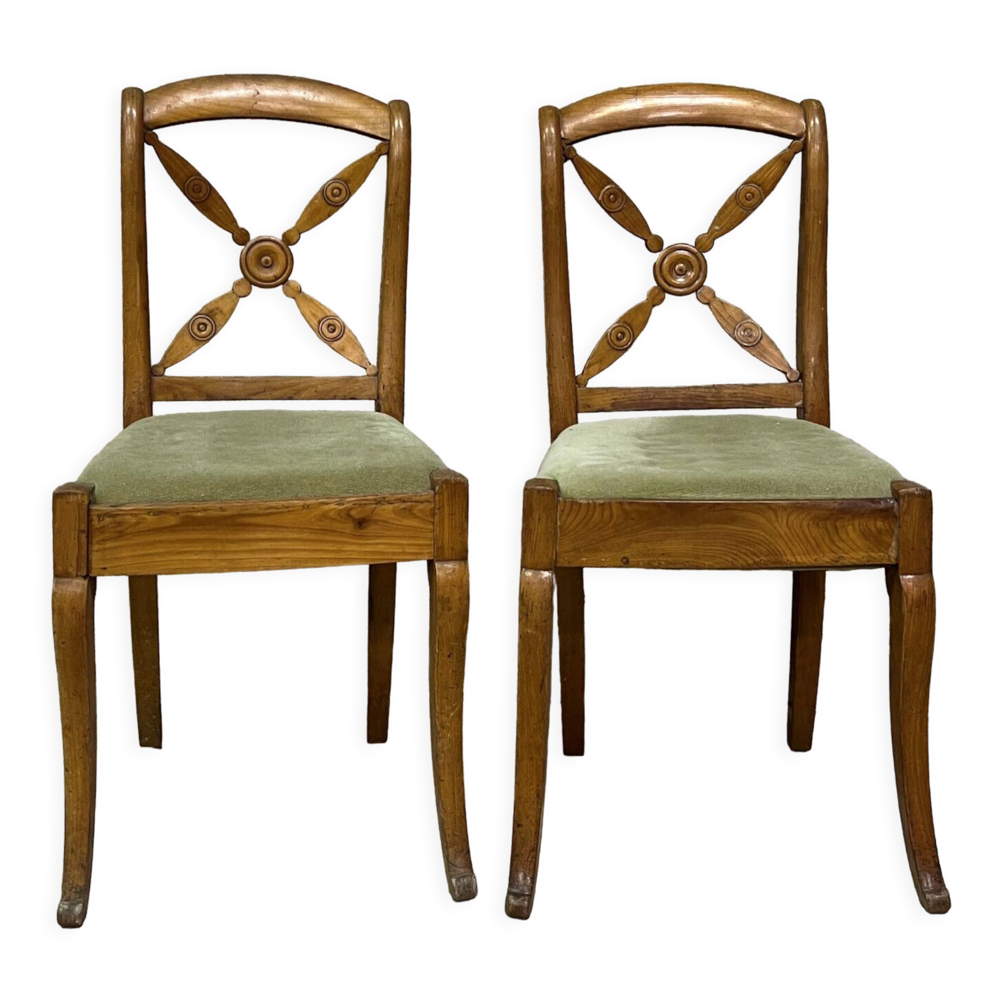 Pair of charles X era brace chairs in maple circa 1820