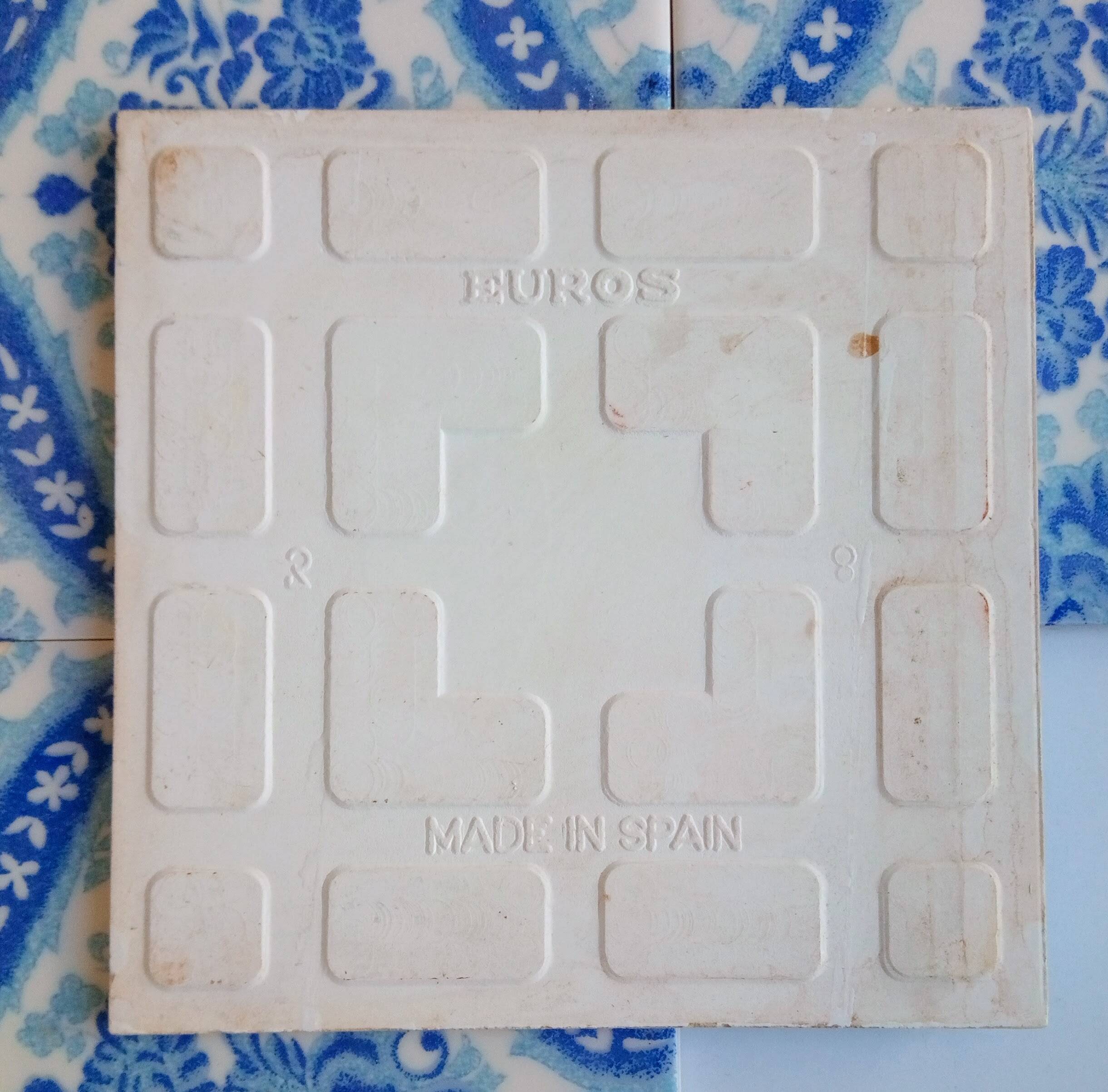 4 glazed ceramic tiles, flowers, 60s