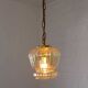 Vintage old gold pendant light, amber glass, 1960s chain lamp