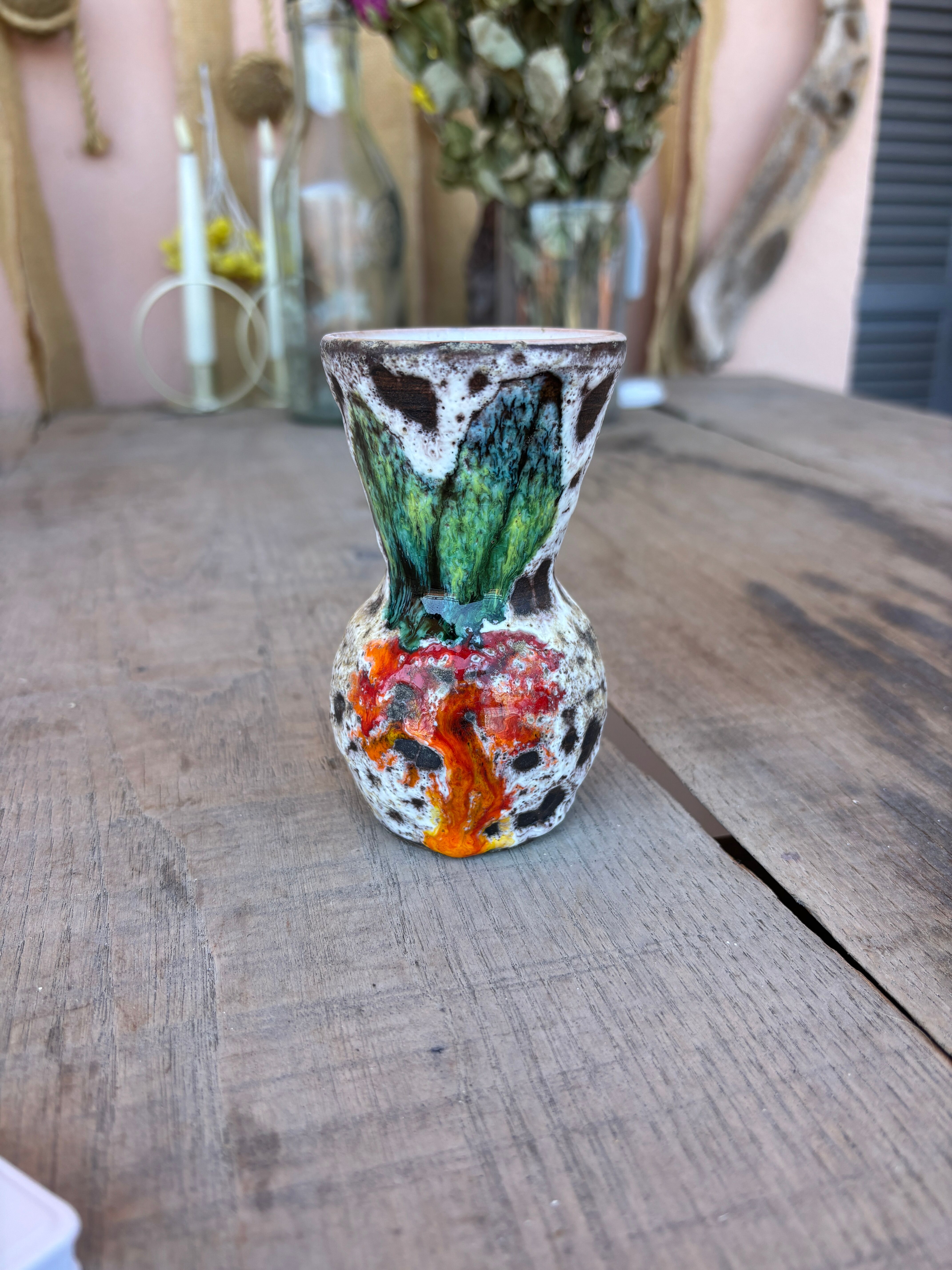 Vase Vallauris La Roue – multicoloured ceramic 60s handmade piece
