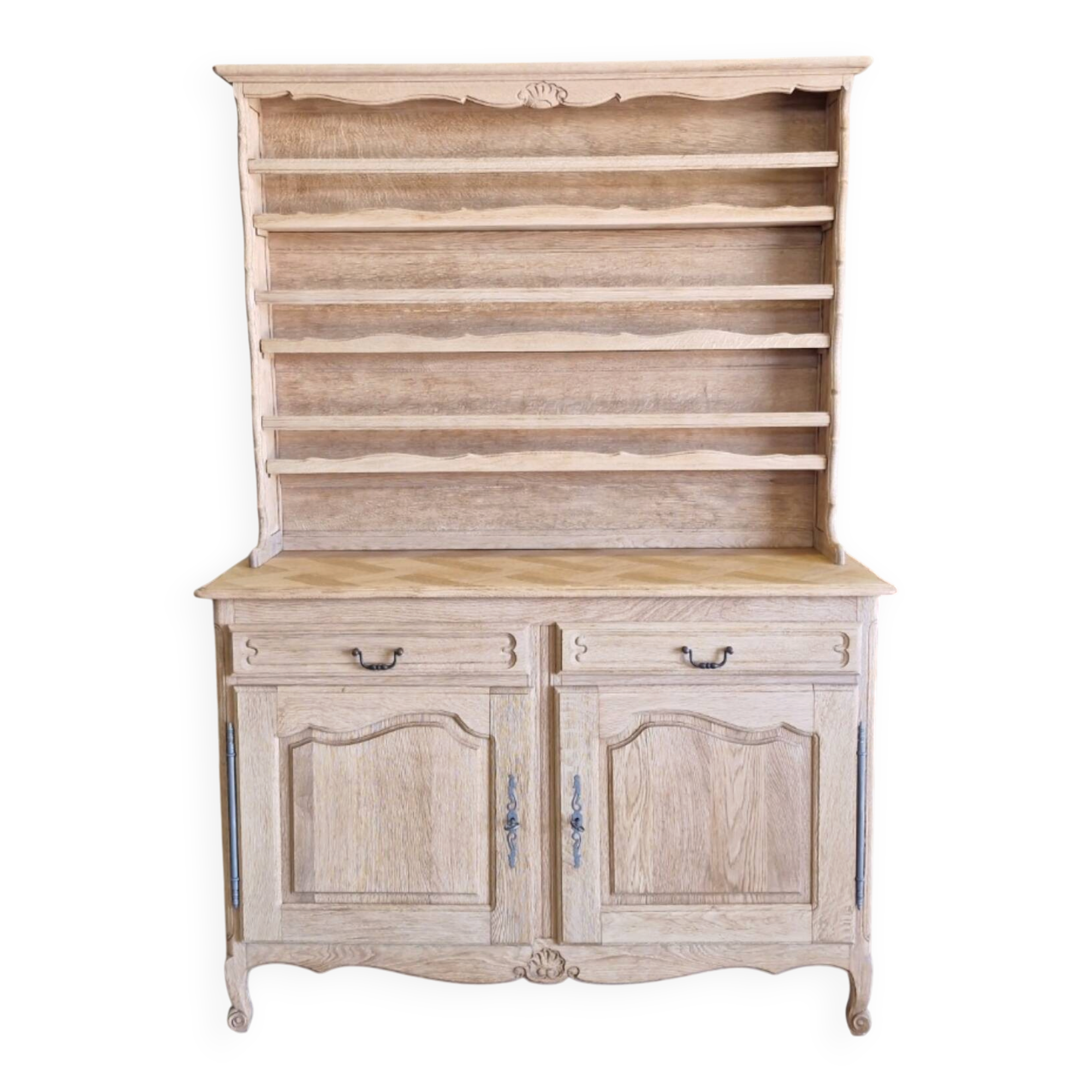 Oak sideboard fully sandblasted and varnished.