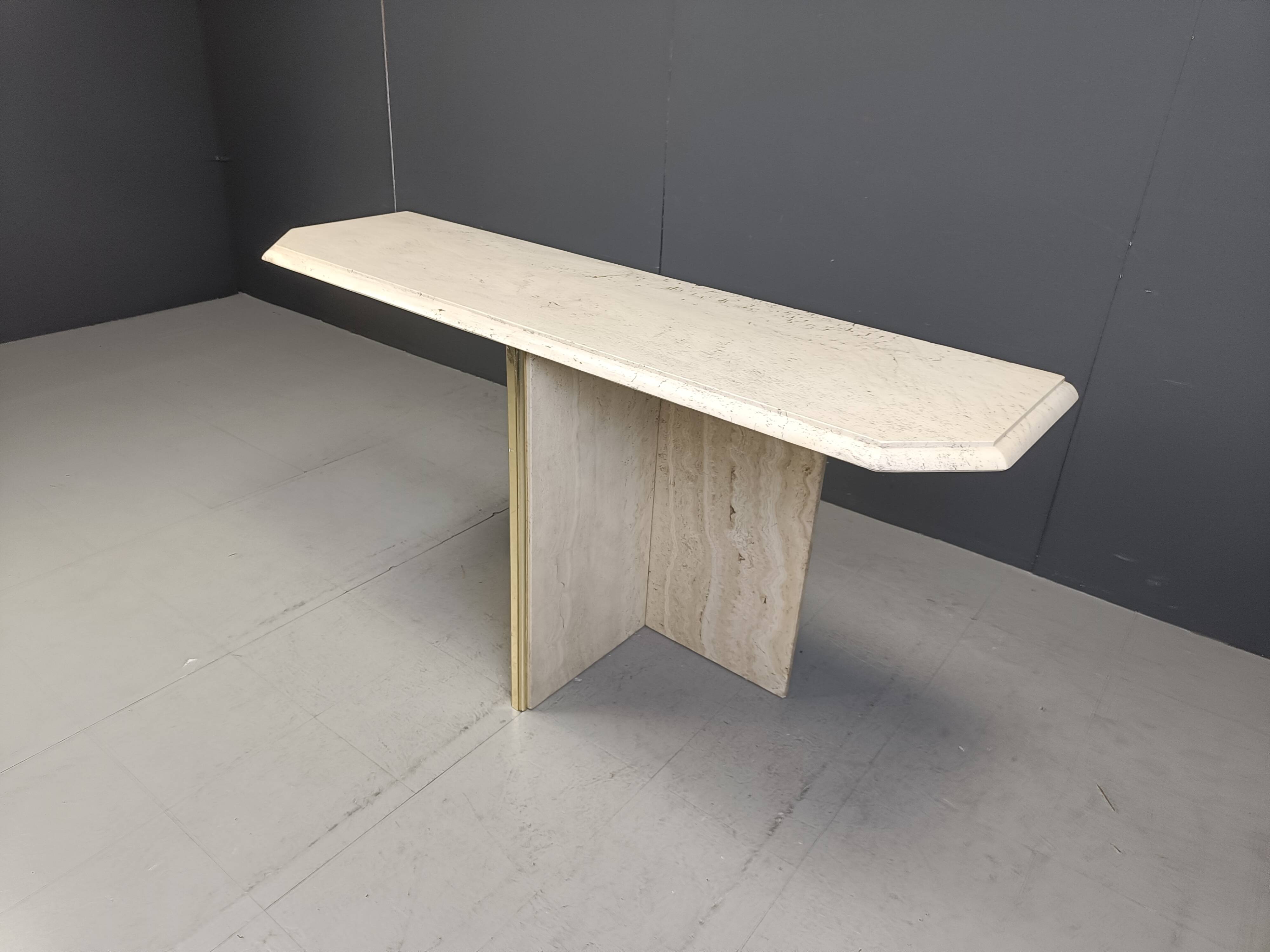 Vintage travertine console table, 1970s