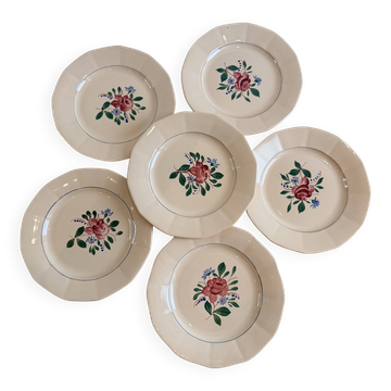 Set of 6 hand-painted flat plates