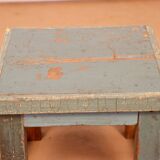 Workshop bedside table in Burmese teak with original blue patina