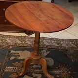 Circular pedestal table end of sofa base base tripod cherry Napoleon III