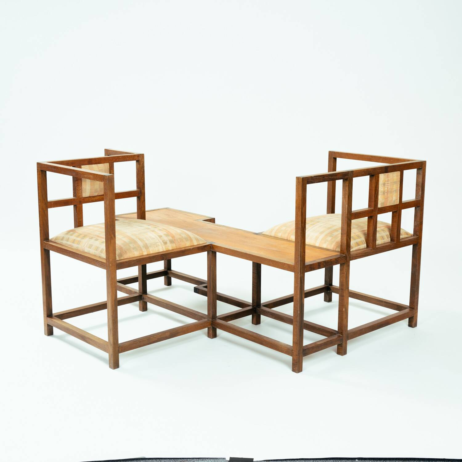 Conversation bench inspired by Rennie Mackintosh, unique, 1980