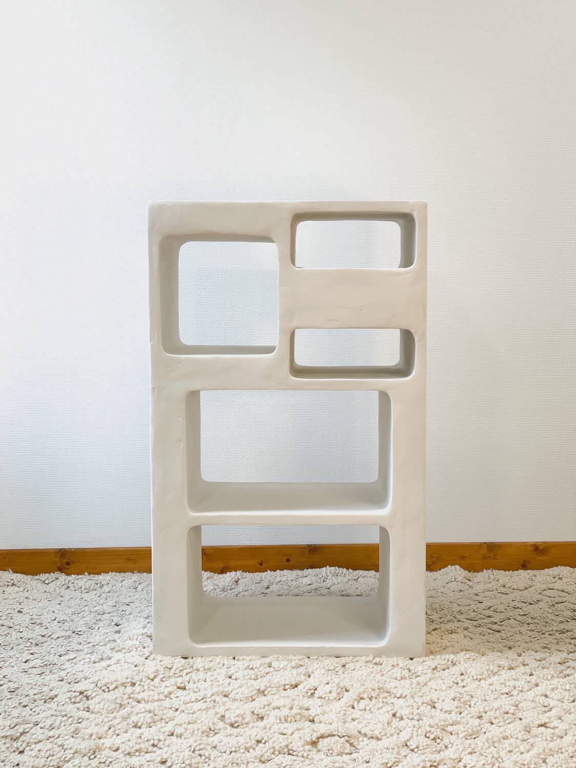 Concrete shelf - Length 60 cm - 5 niches - Mineral n°4