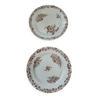 2 old Terre de fer flat plates