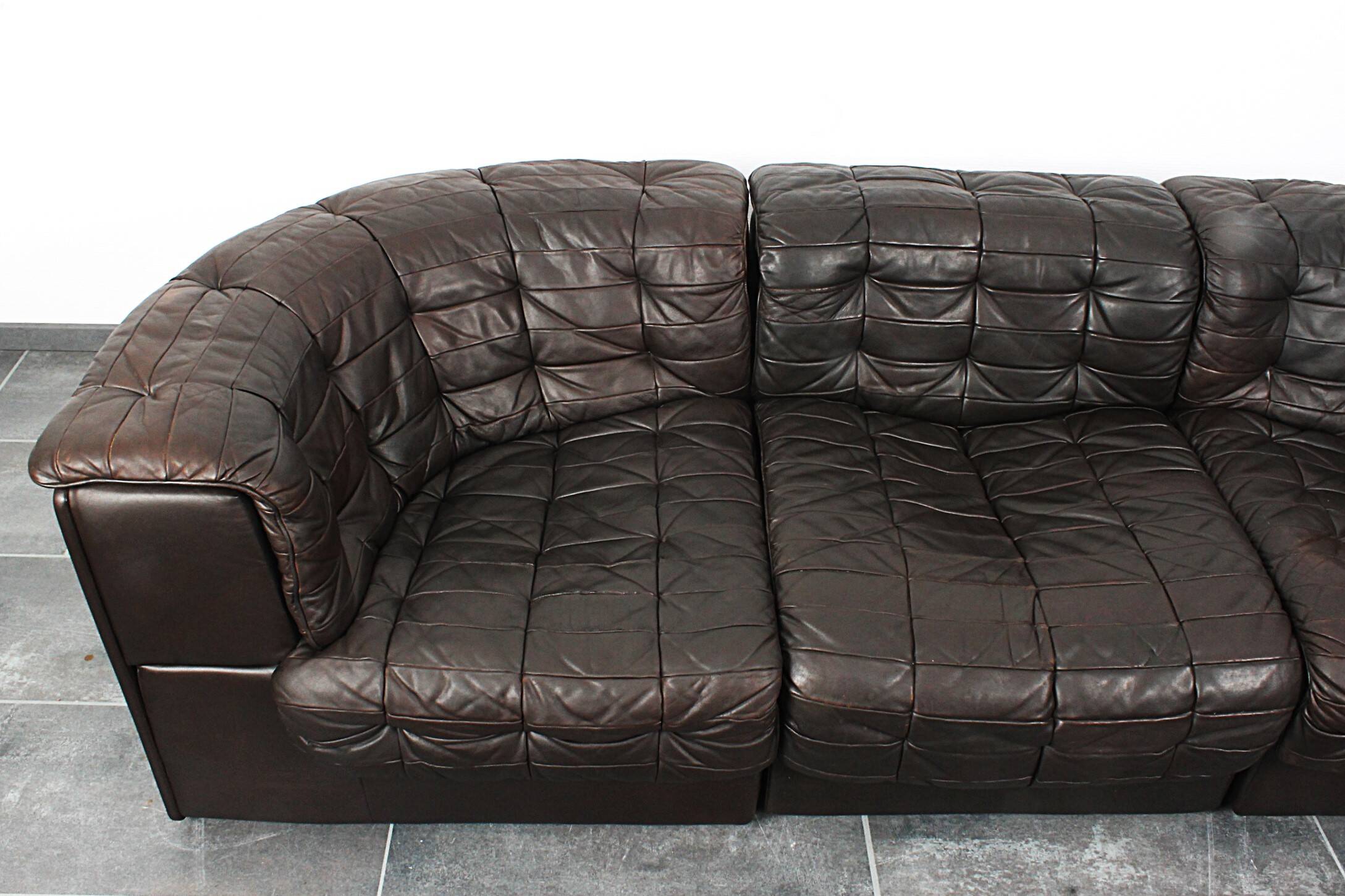 Canapé trois places De Sede DS-11 en cuir marron chocolat