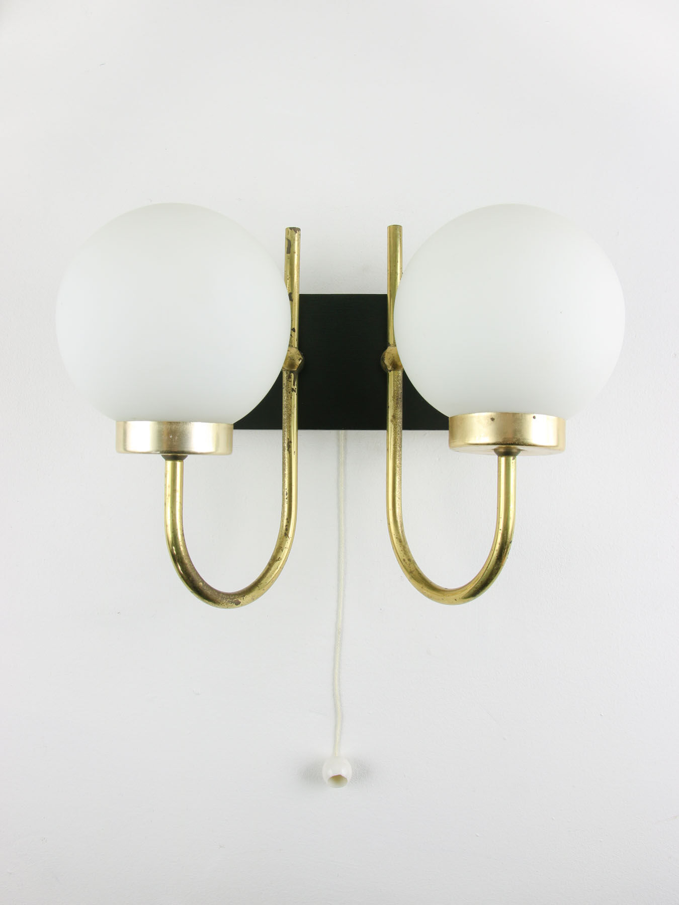 Mid-century Brass and Opaline Sconce, set of 2