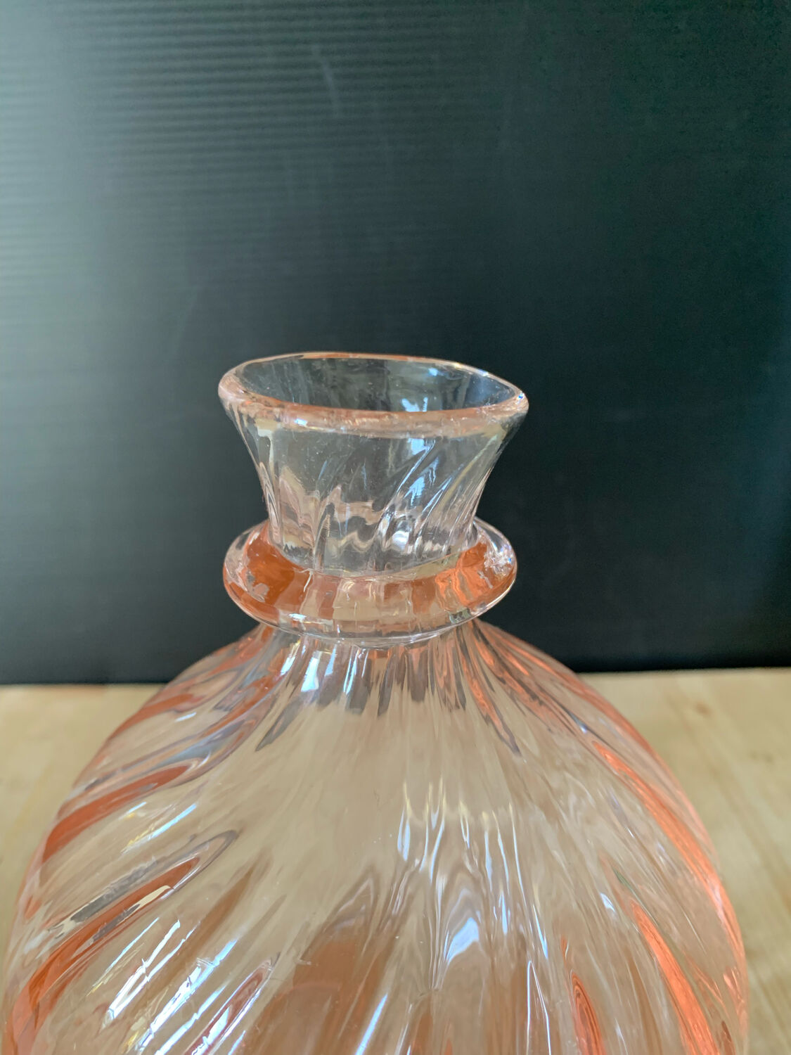 Pink glass decanter