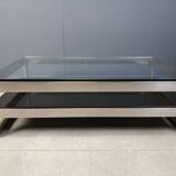 Vintage two tier belgochrom 23kt coffee table, 1970s