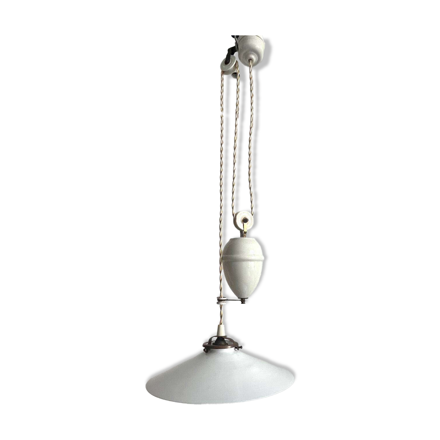 Antique opaline suspension, raised and lowered