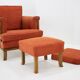 1930s art deco armchair with tabouret, czechoslovakia